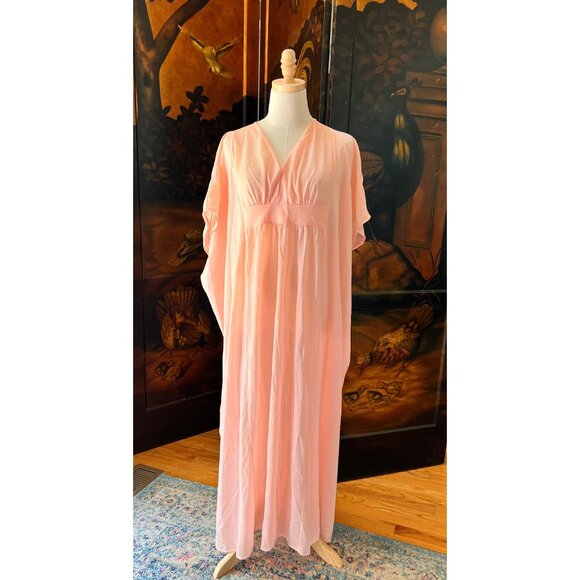 Vintage Nightgown MuMu Style Peachy Pink Long Gown - Picture 6 of 6